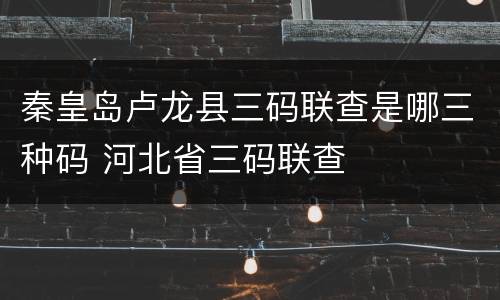 秦皇岛卢龙县三码联查是哪三种码 河北省三码联查