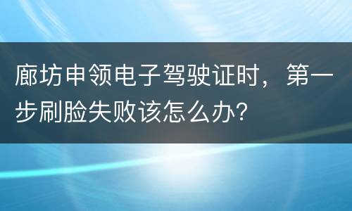 廊坊申领电子驾驶证时，第一步刷脸失败该怎么办？