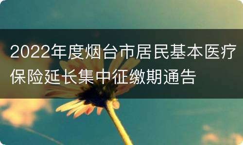2022年度烟台市居民基本医疗保险延长集中征缴期通告