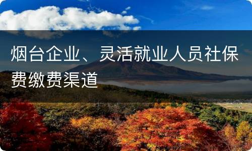 烟台企业、灵活就业人员社保费缴费渠道