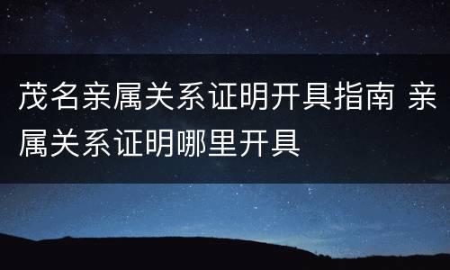 茂名亲属关系证明开具指南 亲属关系证明哪里开具