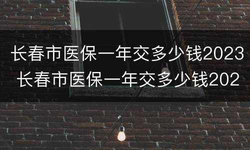 长春市医保一年交多少钱2023 长春市医保一年交多少钱2023内