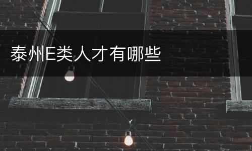 泰州E类人才有哪些