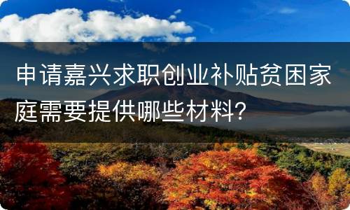 申请嘉兴求职创业补贴贫困家庭需要提供哪些材料？
