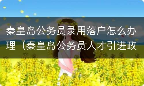 秦皇岛公务员录用落户怎么办理（秦皇岛公务员人才引进政策2020）