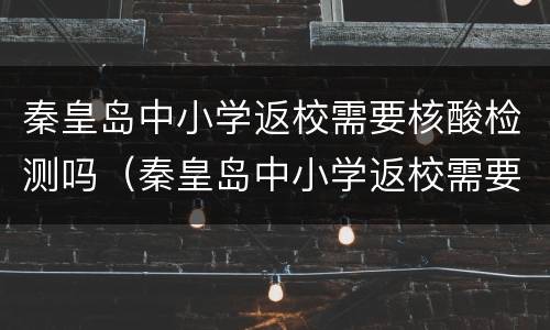 秦皇岛中小学返校需要核酸检测吗（秦皇岛中小学返校需要核酸检测吗今天）