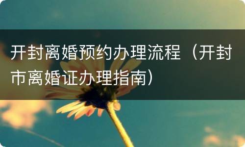 开封离婚预约办理流程（开封市离婚证办理指南）