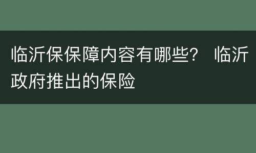 临沂保保障内容有哪些？ 临沂政府推出的保险