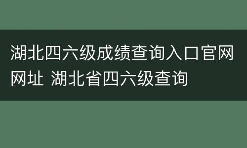 湖北四六级成绩查询入口官网网址 湖北省四六级查询