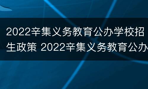 2022辛集义务教育公办学校招生政策 2022辛集义务教育公办学校招生政策解读