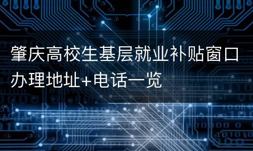 肇庆高校生基层就业补贴窗口办理地址+电话一览