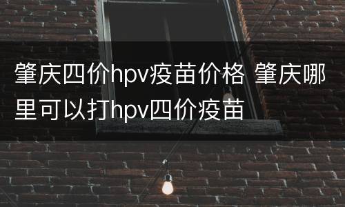 肇庆四价hpv疫苗价格 肇庆哪里可以打hpv四价疫苗