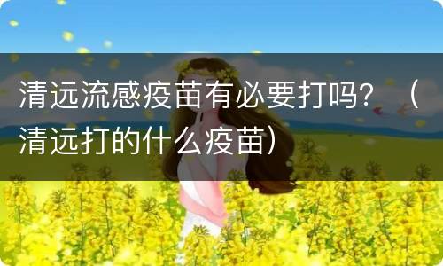 清远流感疫苗有必要打吗？（清远打的什么疫苗）