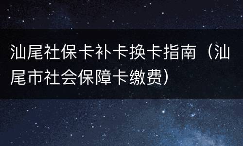 汕尾社保卡补卡换卡指南（汕尾市社会保障卡缴费）