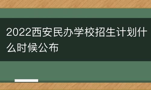2022西安民办学校招生计划什么时候公布
