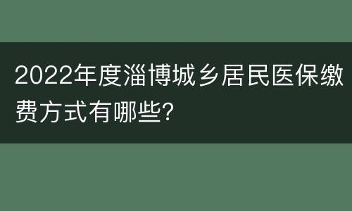 2022年度淄博城乡居民医保缴费方式有哪些？
