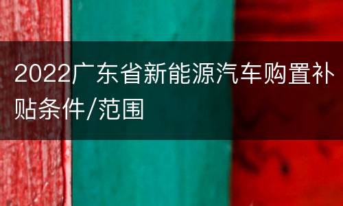 2022广东省新能源汽车购置补贴条件/范围