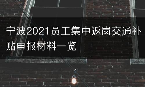 宁波2021员工集中返岗交通补贴申报材料一览