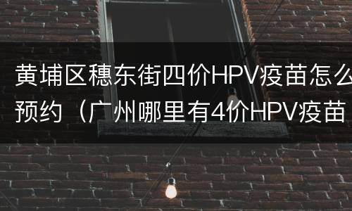黄埔区穗东街四价HPV疫苗怎么预约（广州哪里有4价HPV疫苗）