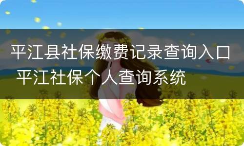 平江县社保缴费记录查询入口 平江社保个人查询系统