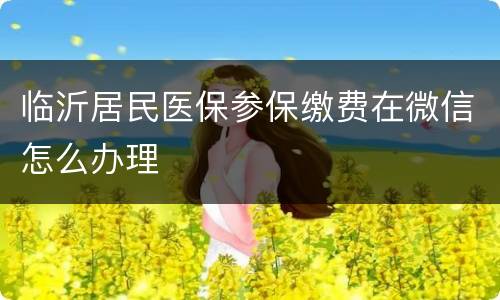 临沂居民医保参保缴费在微信怎么办理