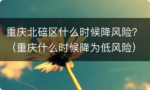 重庆北碚区什么时候降风险？（重庆什么时候降为低风险）