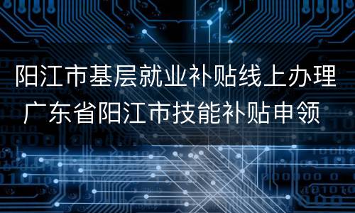 阳江市基层就业补贴线上办理 广东省阳江市技能补贴申领