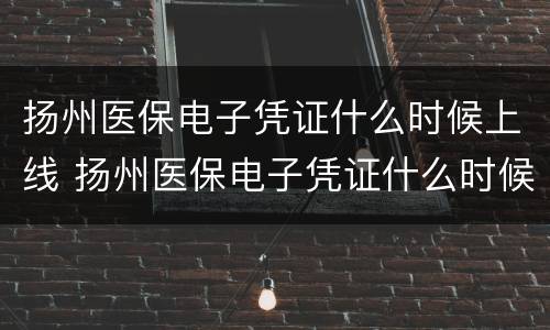 扬州医保电子凭证什么时候上线 扬州医保电子凭证什么时候上线的