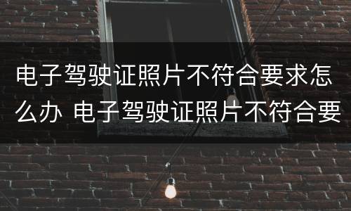 电子驾驶证照片不符合要求怎么办 电子驾驶证照片不符合要求怎么办理