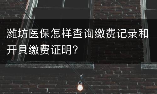 潍坊医保怎样查询缴费记录和开具缴费证明?