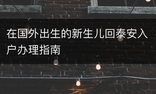 在国外出生的新生儿回泰安入户办理指南