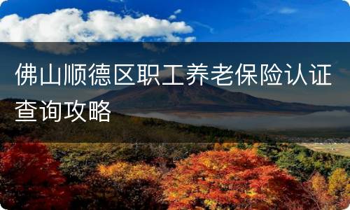 佛山顺德区职工养老保险认证查询攻略