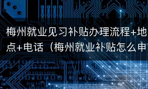 梅州就业见习补贴办理流程+地点+电话（梅州就业补贴怎么申请）