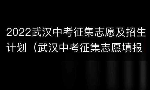 2022武汉中考征集志愿及招生计划（武汉中考征集志愿填报时间）