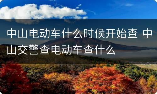 中山电动车什么时候开始查 中山交警查电动车查什么