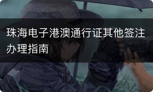 珠海电子港澳通行证其他签注办理指南