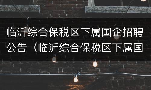 临沂综合保税区下属国企招聘公告（临沂综合保税区下属国企招聘公告网）