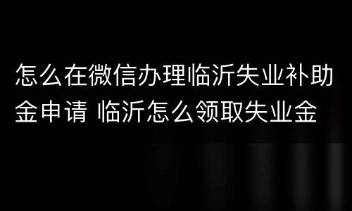 怎么在微信办理临沂失业补助金申请 临沂怎么领取失业金