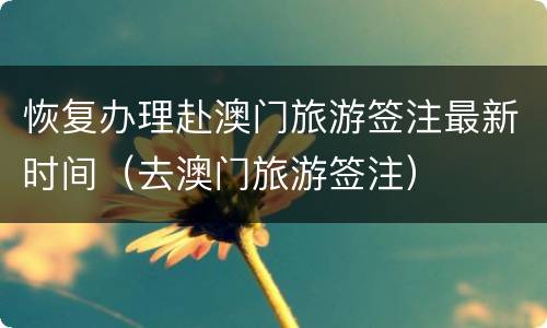 恢复办理赴澳门旅游签注最新时间（去澳门旅游签注）