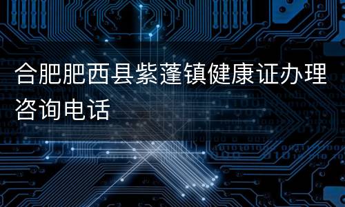 合肥肥西县紫蓬镇健康证办理咨询电话