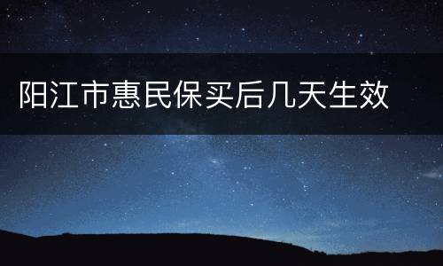 阳江市惠民保买后几天生效