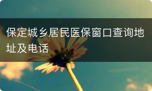保定城乡居民医保窗口查询地址及电话