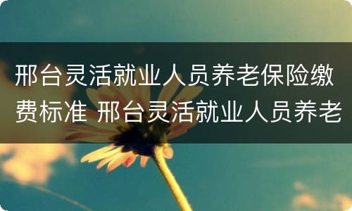 邢台灵活就业人员养老保险缴费标准 邢台灵活就业人员养老保险缴费标准最新