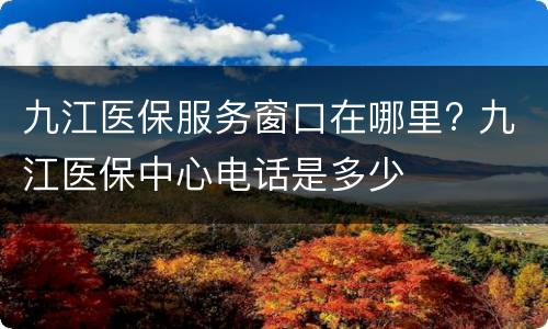 九江医保服务窗口在哪里? 九江医保中心电话是多少