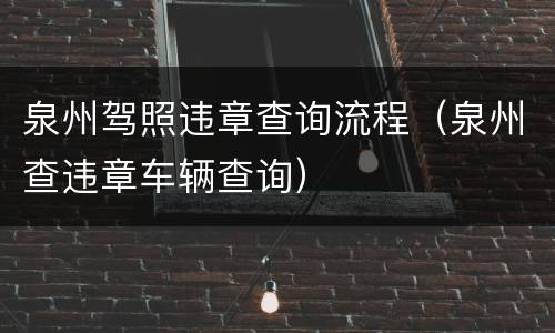 泉州驾照违章查询流程（泉州查违章车辆查询）