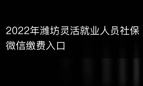 2022年潍坊灵活就业人员社保微信缴费入口