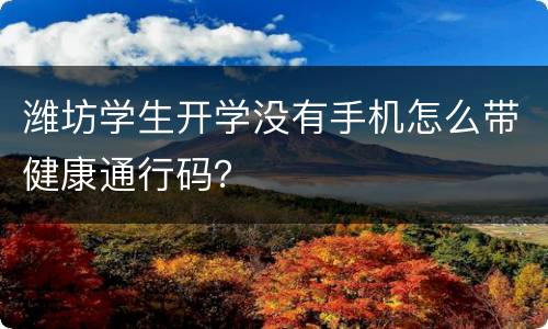 潍坊学生开学没有手机怎么带健康通行码？