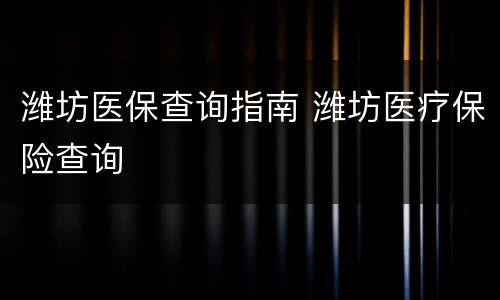潍坊医保查询指南 潍坊医疗保险查询