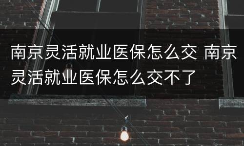 南京灵活就业医保怎么交 南京灵活就业医保怎么交不了