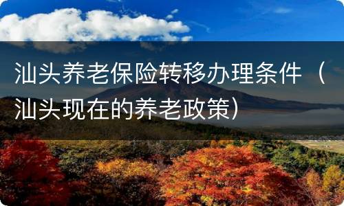 汕头养老保险转移办理条件（汕头现在的养老政策）